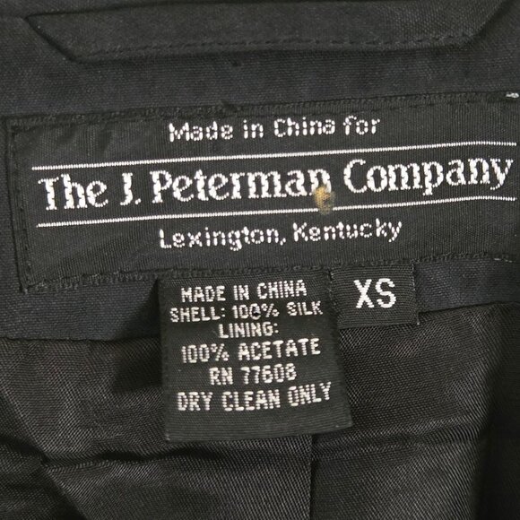 J. Peterman Black 100% Silk Trench Coat Button Belted Quiet Luxury Size XS - Picture 5 of 5